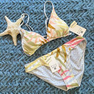NWT Billabong Tropic Jungle Lowrider Bikini Set Size Large (12) Reversable
